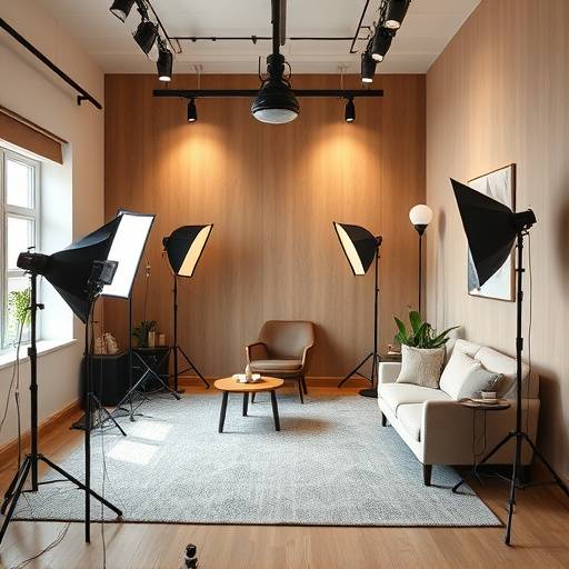 Interno moderno e accogliente dello studio fotografico Luce Arte Studio con attrezzature professionali